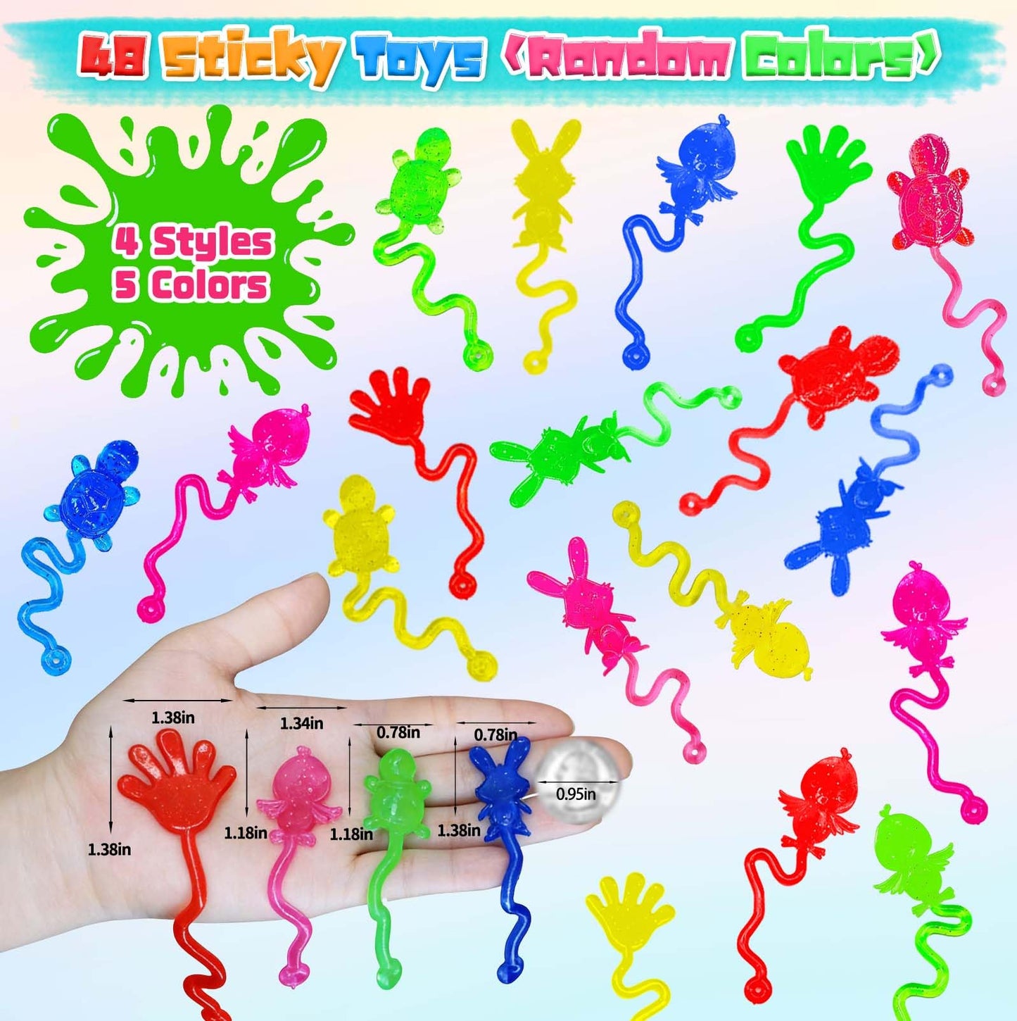 Voiiake Easter Egg Fillers & Basket Stuffer Essentials - 48Pcs Mini Sticky Toys Hands for Kids Teens Boys Girls, Bulk Party Favors Supplies , Treasure Box Toys for Classroom , Egg Hunt Party Supplies