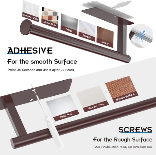 ASTOFLI Paper Towel Holder - No Drill Under Cabinet Design | Self-Adhesive, 304 Stainless Steel, Oil Rubbed Bronze