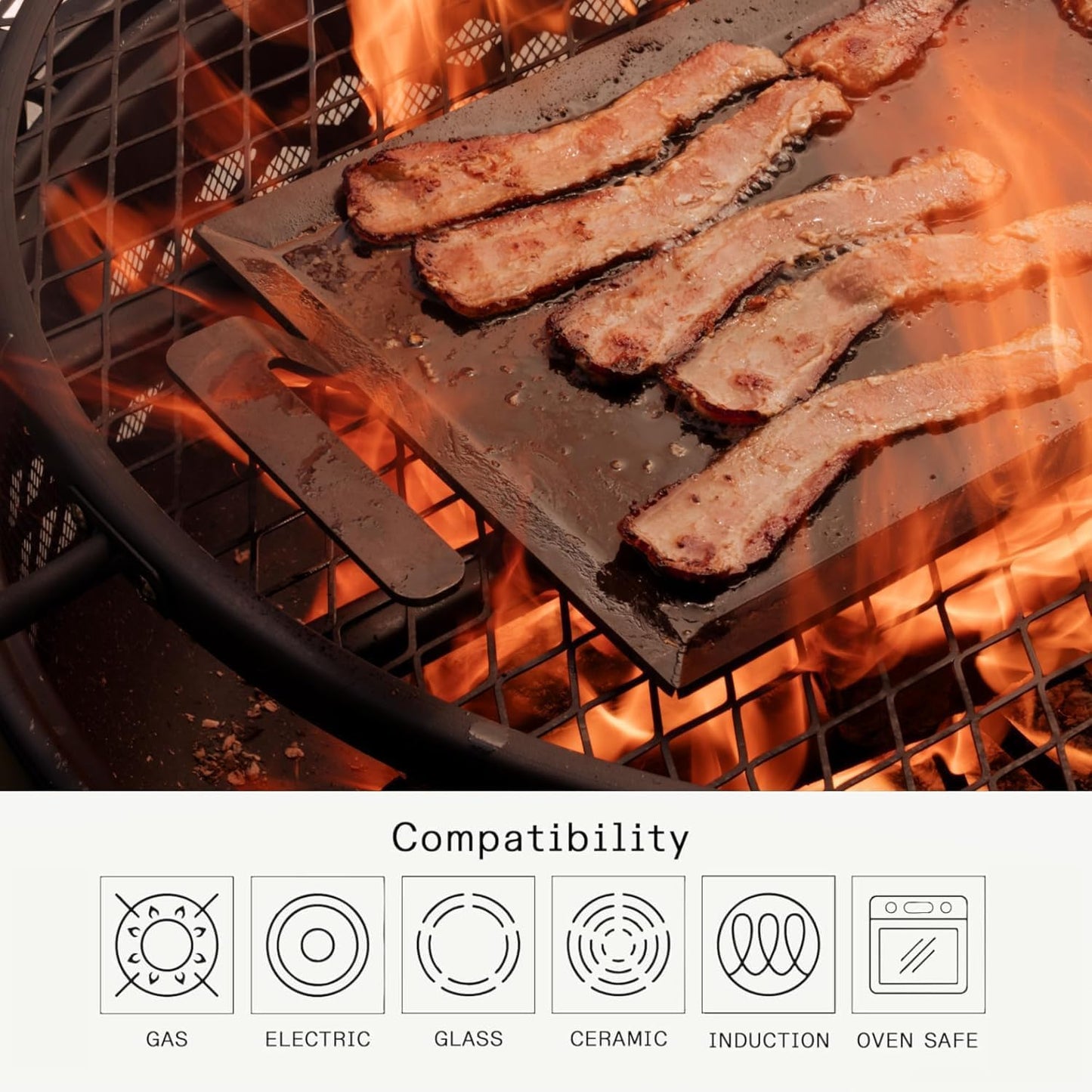 Made In Cookware | Carbon Steel Griddle + Grill Press - (Like Cast Iron, but Better) | Professional Cookware | Crafted in Sweden | Induction Compatible
