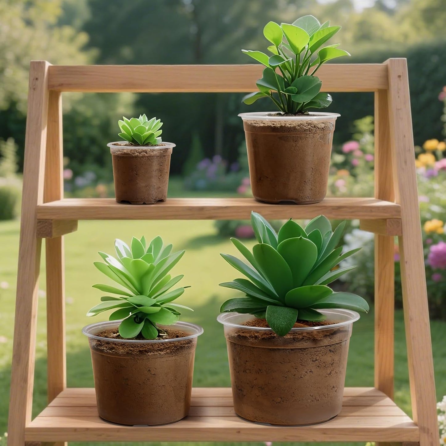 Skiennix Large Clear Nursery Pots - Durable Plastic Plant Pots with Drainage Holes | 4/6/8/10 Inch, 16 Pack