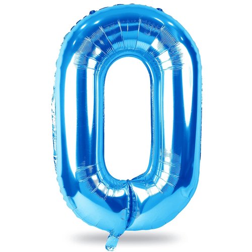 Blue Balloon Number 0, 40 Inch Large Self Inflating Foil Number Balloons 0-9, Giant 0 Digital Helium Balloon for Boys Men Birthday Baby Shower New Year Party Anniversary Celebration Decorations