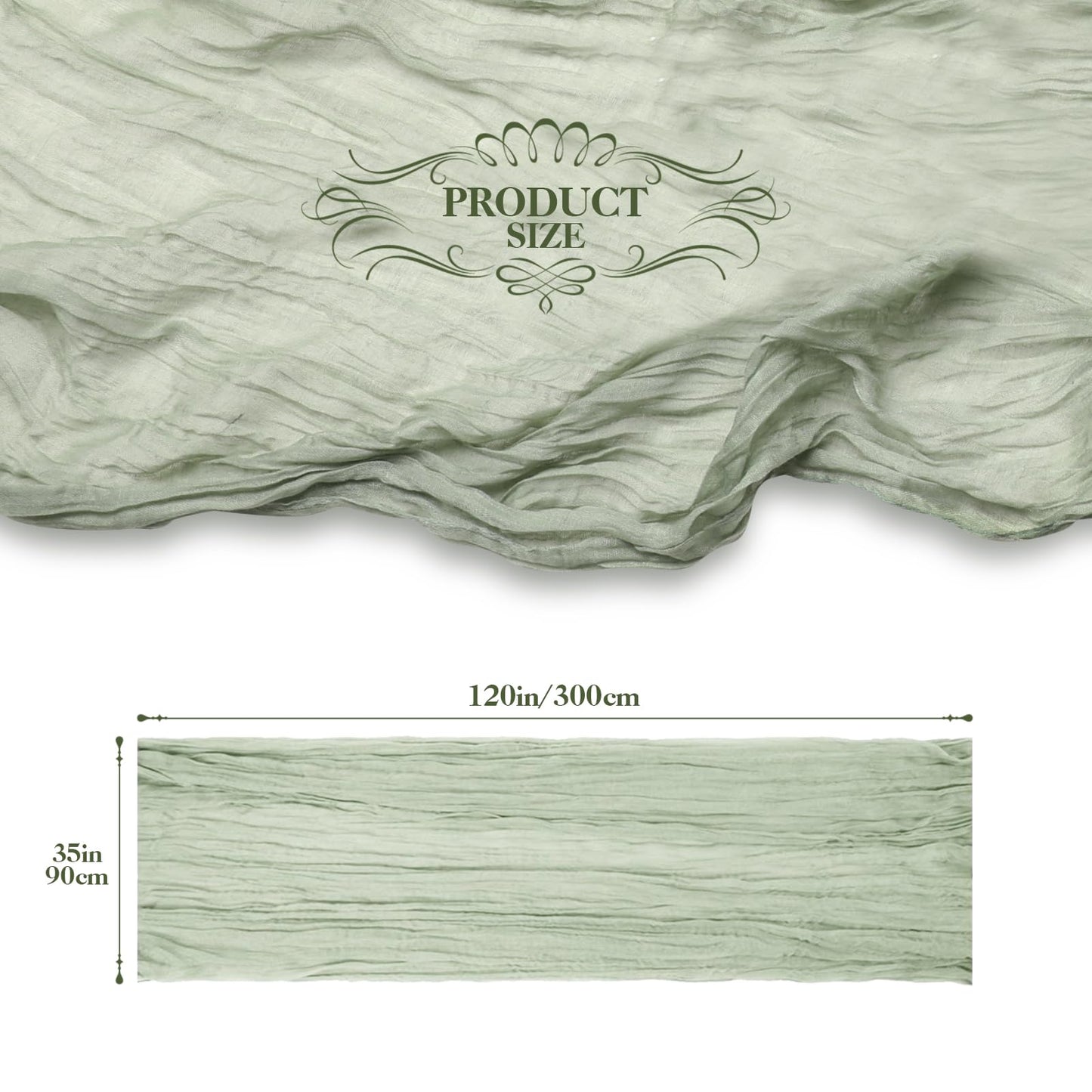Le courant 10Ft Cheesecloth Table Runner, Rustic Boho Gauze Cheese Cloth Runner Table Runner for Weddings Bridal Baby Shower Birthday Holiday Parties Home Decor, Sage Green