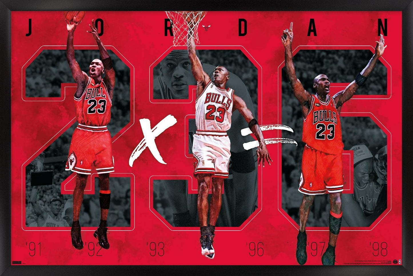 Trends International Michael Jordan - Six Wall Poster, 14.725" x 22.375", Black Framed Version