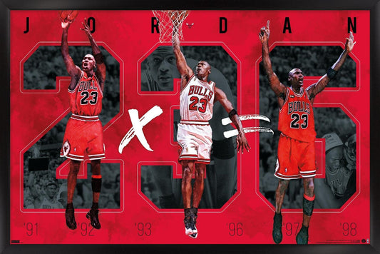 Trends International Michael Jordan - Six Wall Poster, 14.725" x 22.375", Black Framed Version