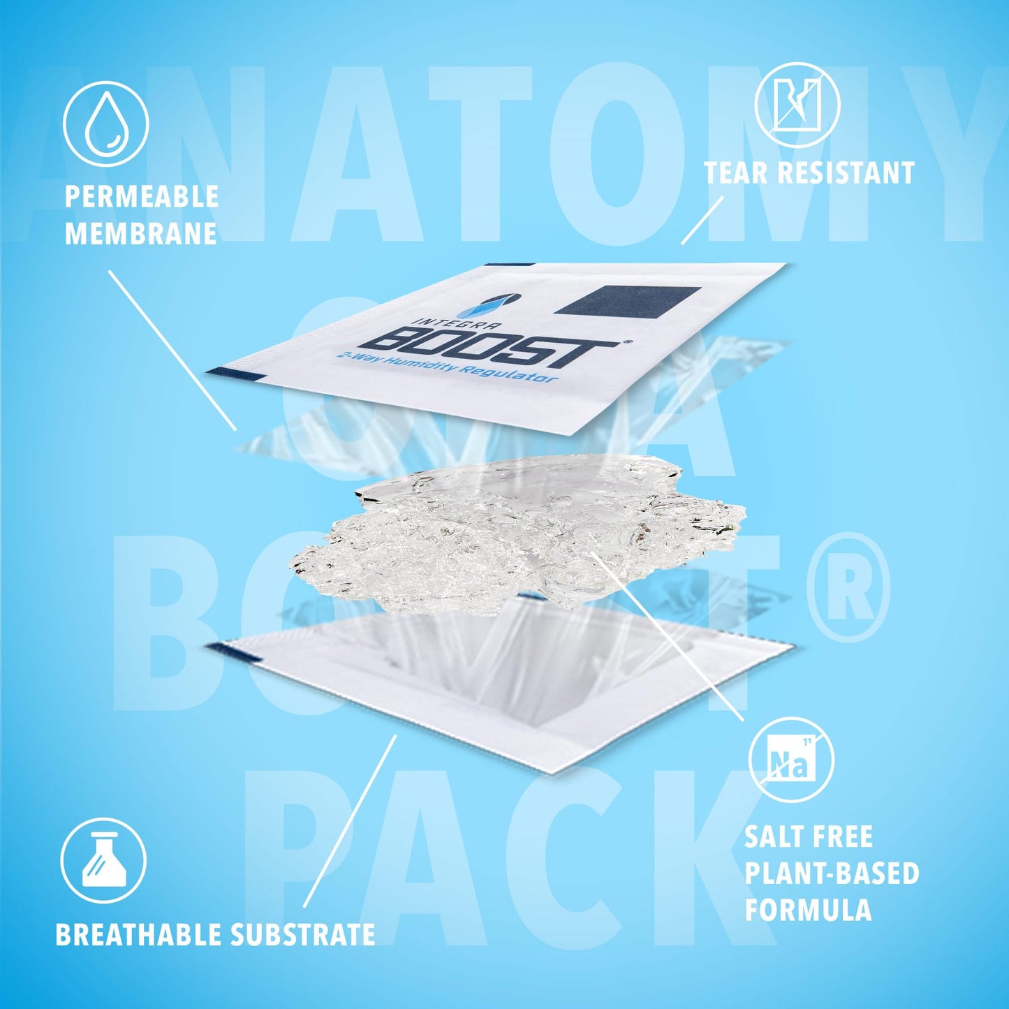 Integra Boost 2-Way Humidity Control Pack - Preserve Flavor & Control Humidity at 62% RH - Moisture Absorber for Herbs, Spices & More - 8 Gram (Pack of 50)