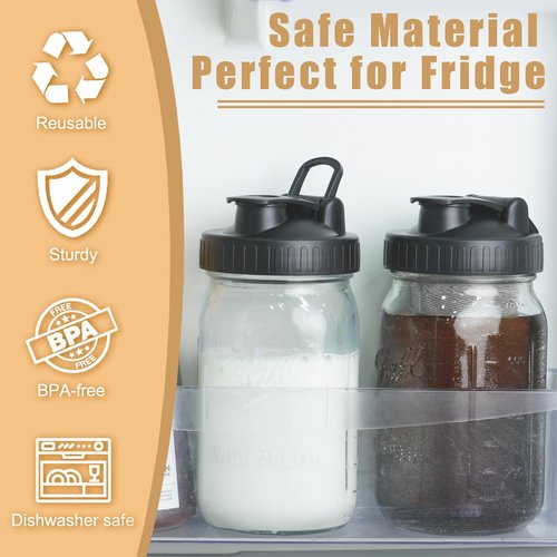 FyndraX Pour Spout Lids for Ball Wide Mouth Mason Jars, Airtight Canning Jar Flip Cap Top Lid for Drinking, Salad, Dressing Pouring, Leak-Proof, Pack of 4