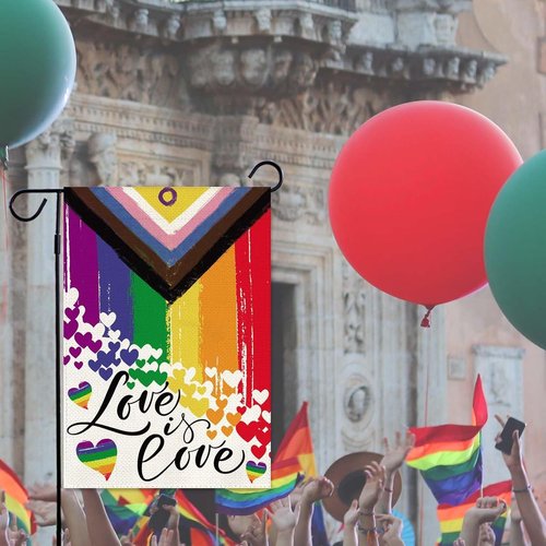 Baccessor Love Pride Garden Flag - Double-Sided 12.5 x 18 Inch LGBTQ Heart Rainbow Design