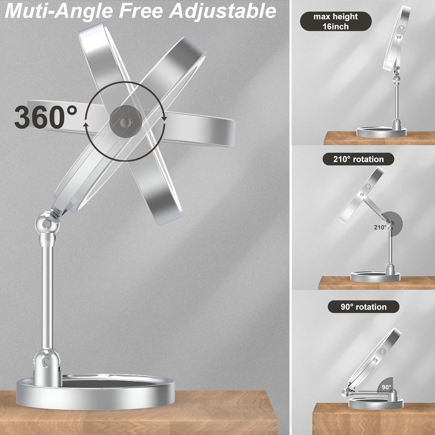 Tabletop Standing Makeup Mirror with Adjustable Height, 8Inch Mirror
