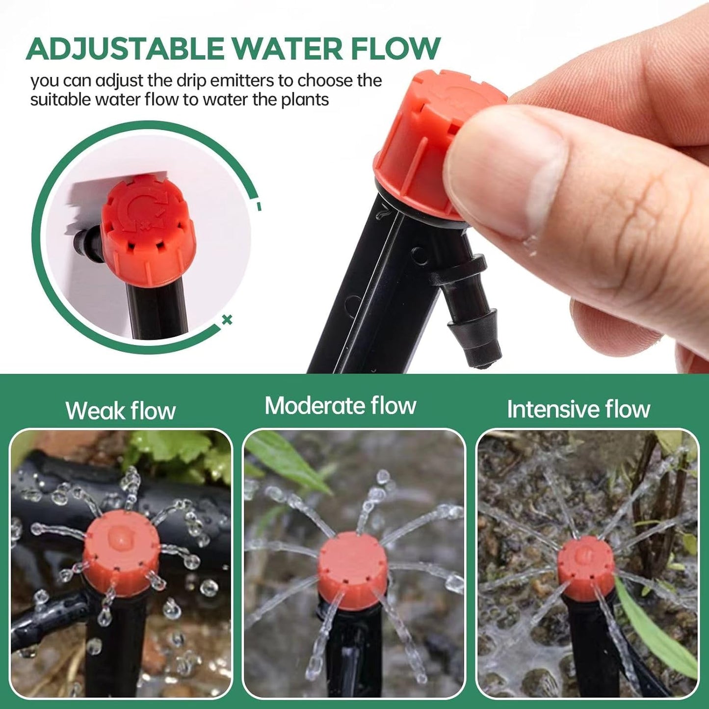 Maotong 52 Pack Drip Emitters - Vortex & Stream Sprays for 1/4" Drip Irrigation Tubing