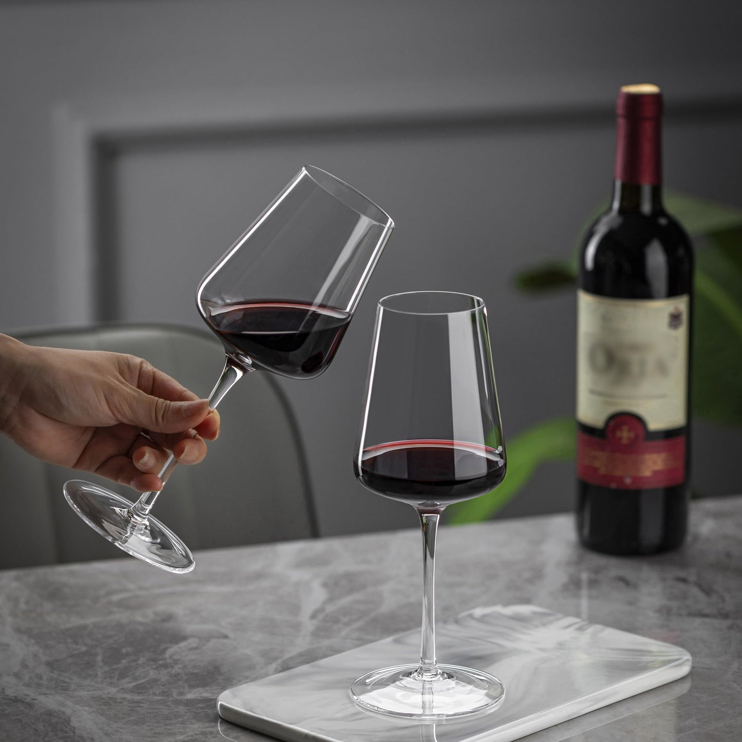 CnSneg Wine Glasses Set of 4, Premium Crystal Wine Glasses 13.5OZ for Red and White, Hand Blown Wine Glass, Unique Wedding Gift