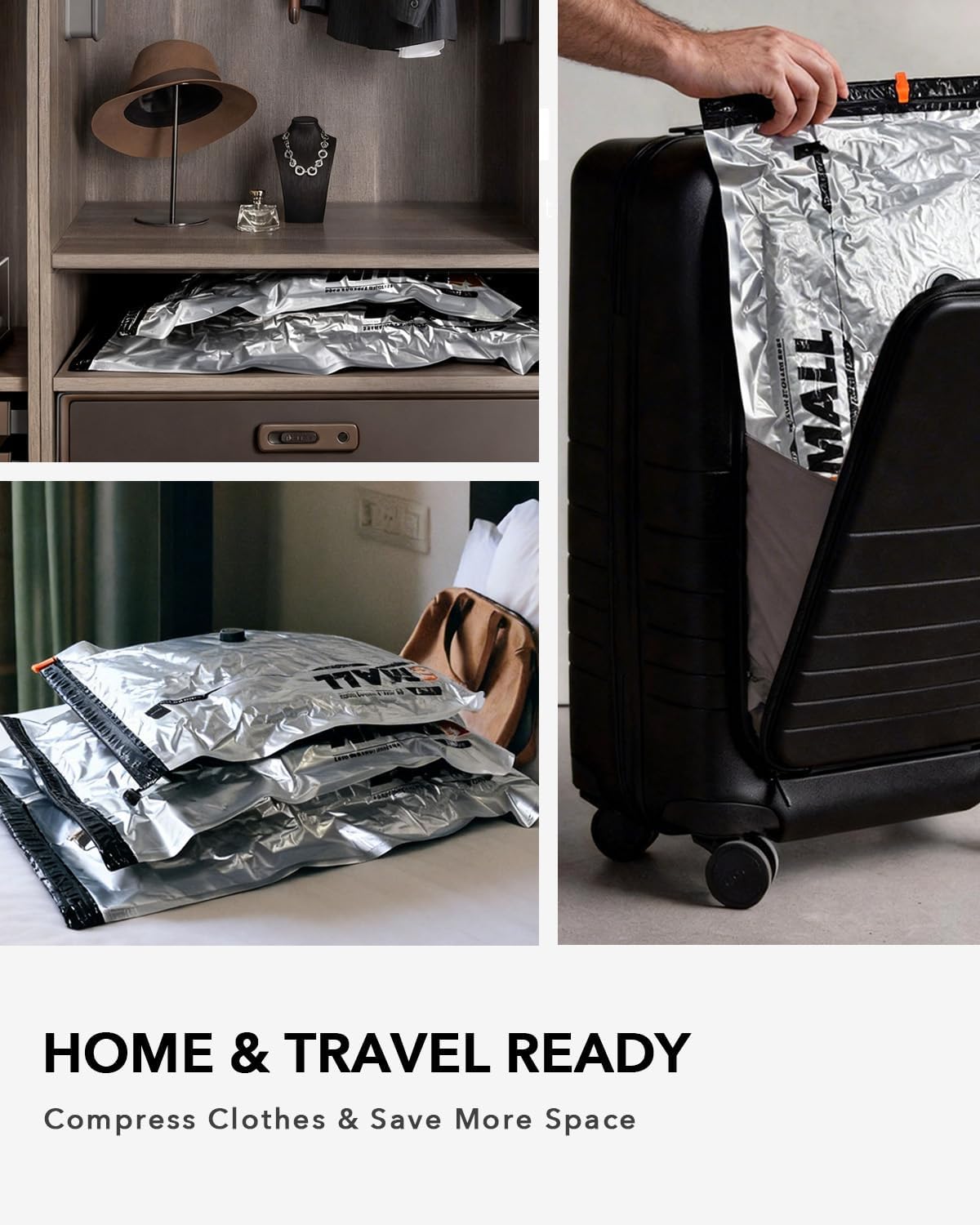 VacEase Ultra Vacuum Bags - 15 Pack Travel Compression Storage with USB & Battery Pump | Space Saver for Clothes & Bedding