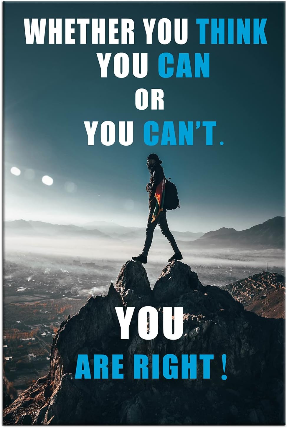 GoForArt Dream Big Motivational Canvas Wall Art, Inspirational Famous Quote Bedroom Living Room Decor, Positive Modern Landscape Mountain Office Dorm Room Poster Print (Inspirational-10, 24.00" x 36.00")
