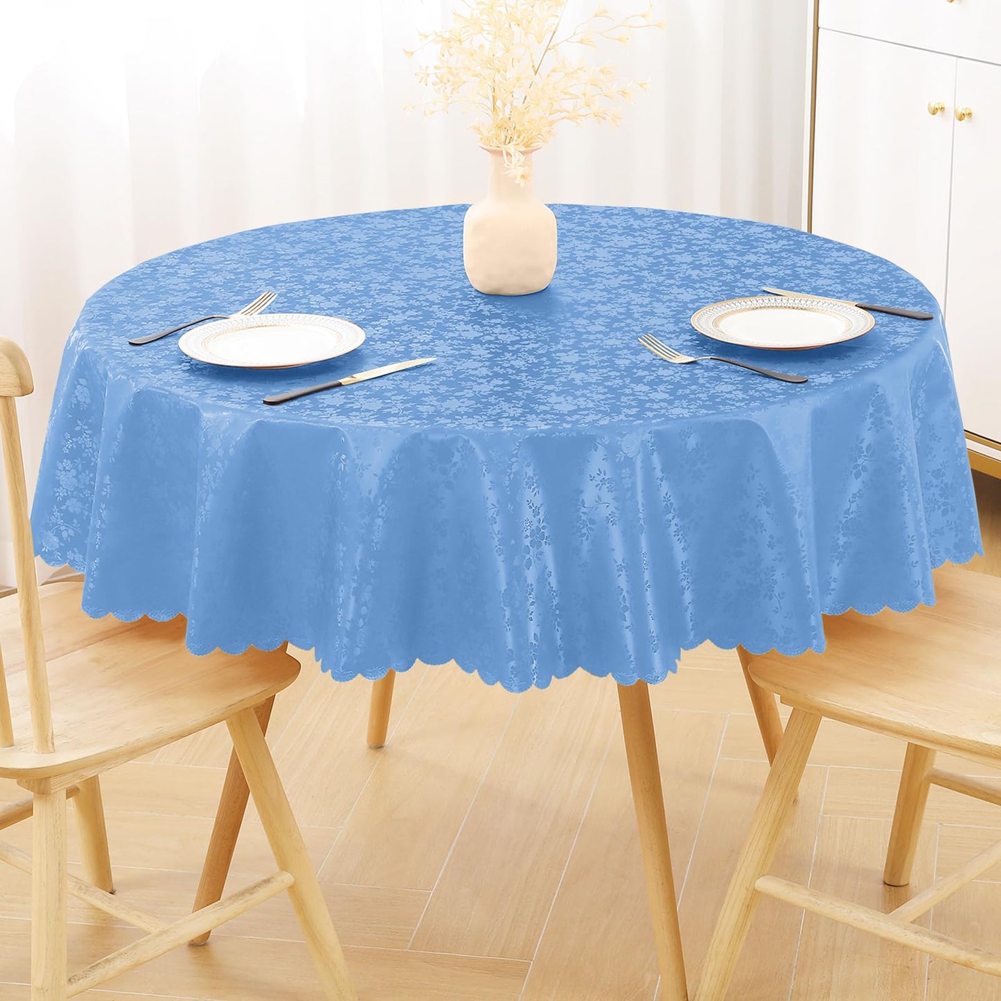 Smiry Round Table Cloth, Waterproof Heavy Duty Vinyl Tablecloths, Wipeable Washable Table Cover for Kitchen and Dining Room (Green, 70" Round)