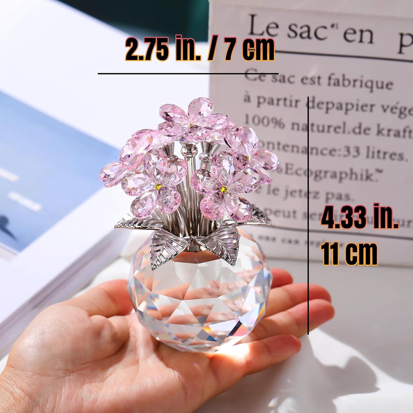 Ornalrist Pink Crystal Forget-Me-Not Flower Figurine - Meaningful Gifts for Women & Moms | Collectible Glass Decor