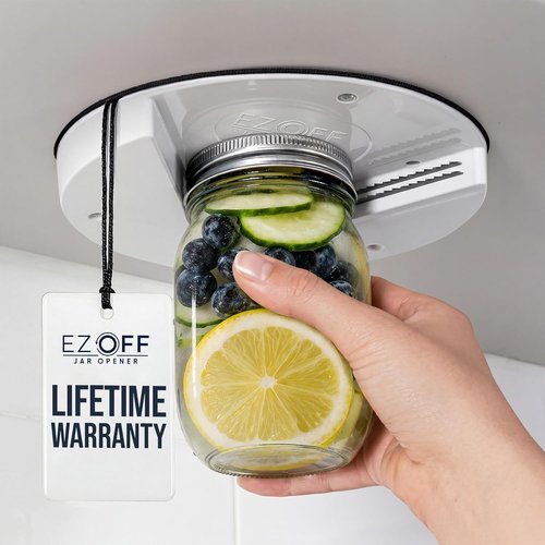 EZ Off Jar Opener - Easy Grip Kitchen Tool for Seniors with Arthritis | One-Handed Bottle Opener - White