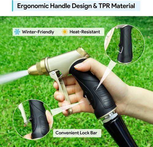 Heavy Duty Garden Hose Nozzle by [Brand Name] - Metal Sprayer with Adjustable Spray Patterns | Ideal for Lawn Care, Watering Plants, and Outdoor Use