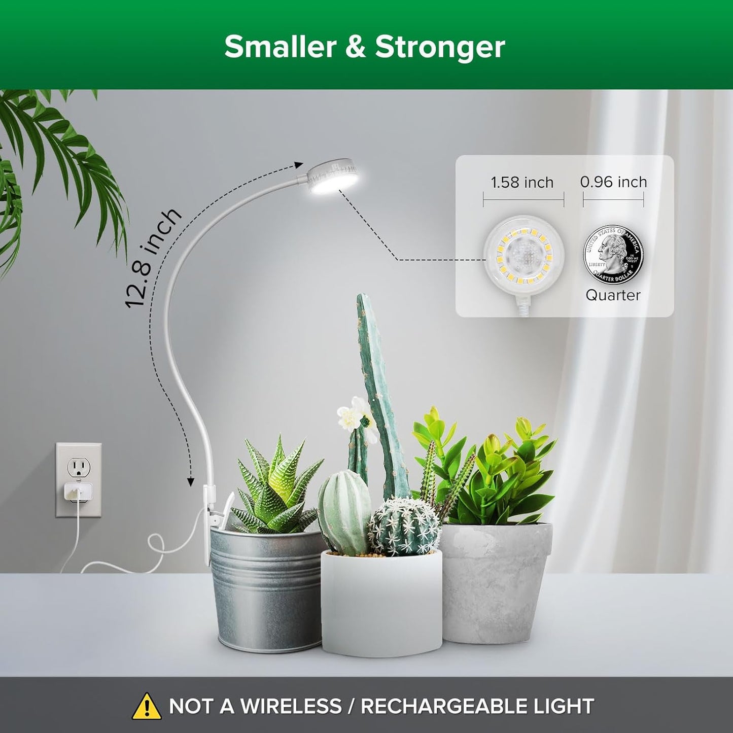 SANSI Grow Lights - Full Spectrum LED Plant Lights with Timer | 4-Level Dimmable, 6-Pack, White