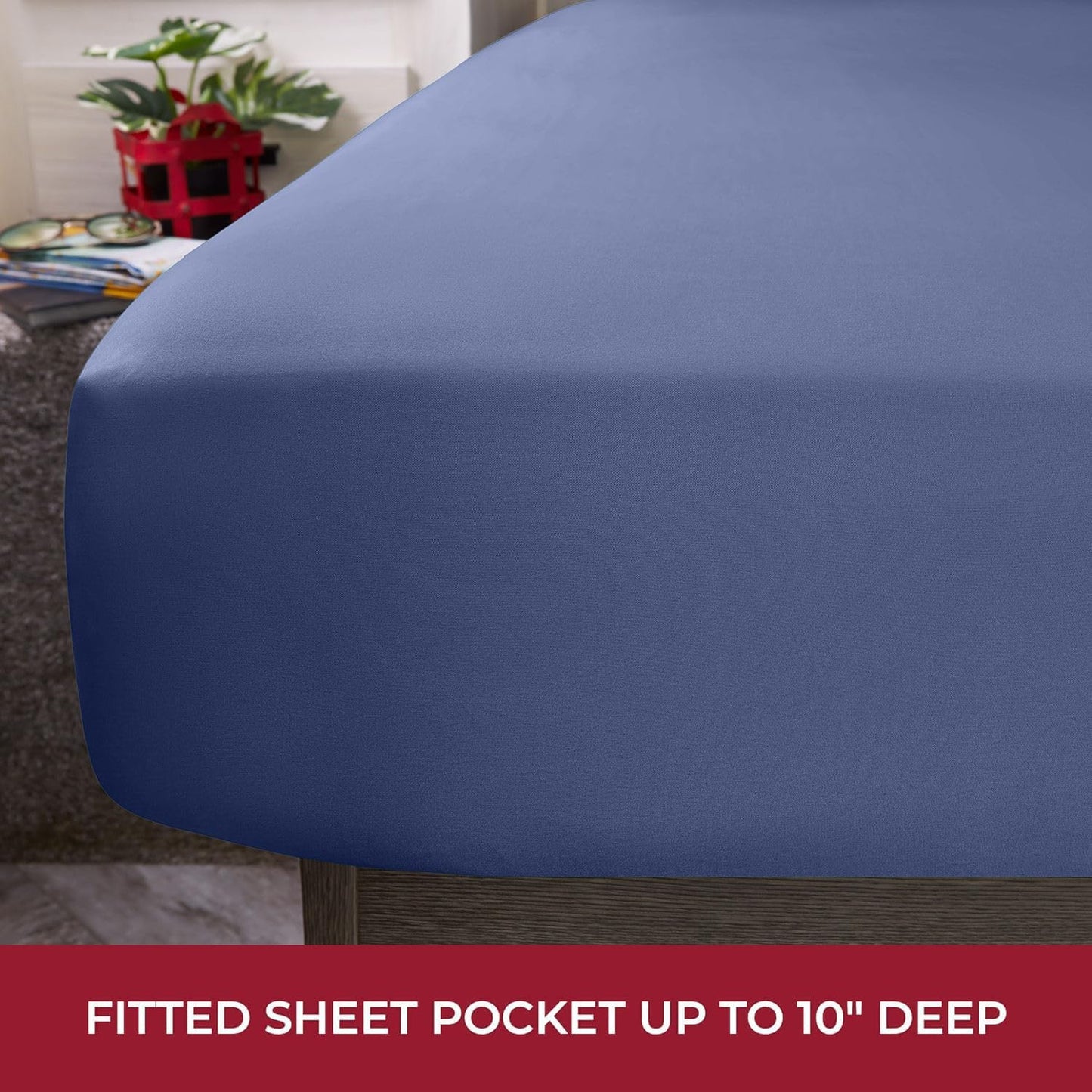 Mellanni RV Short Queen Sheets - Hotel Luxury Bedding | Extra Soft & Cooling - Deep Pocket Up to 10" (Blue Nova)