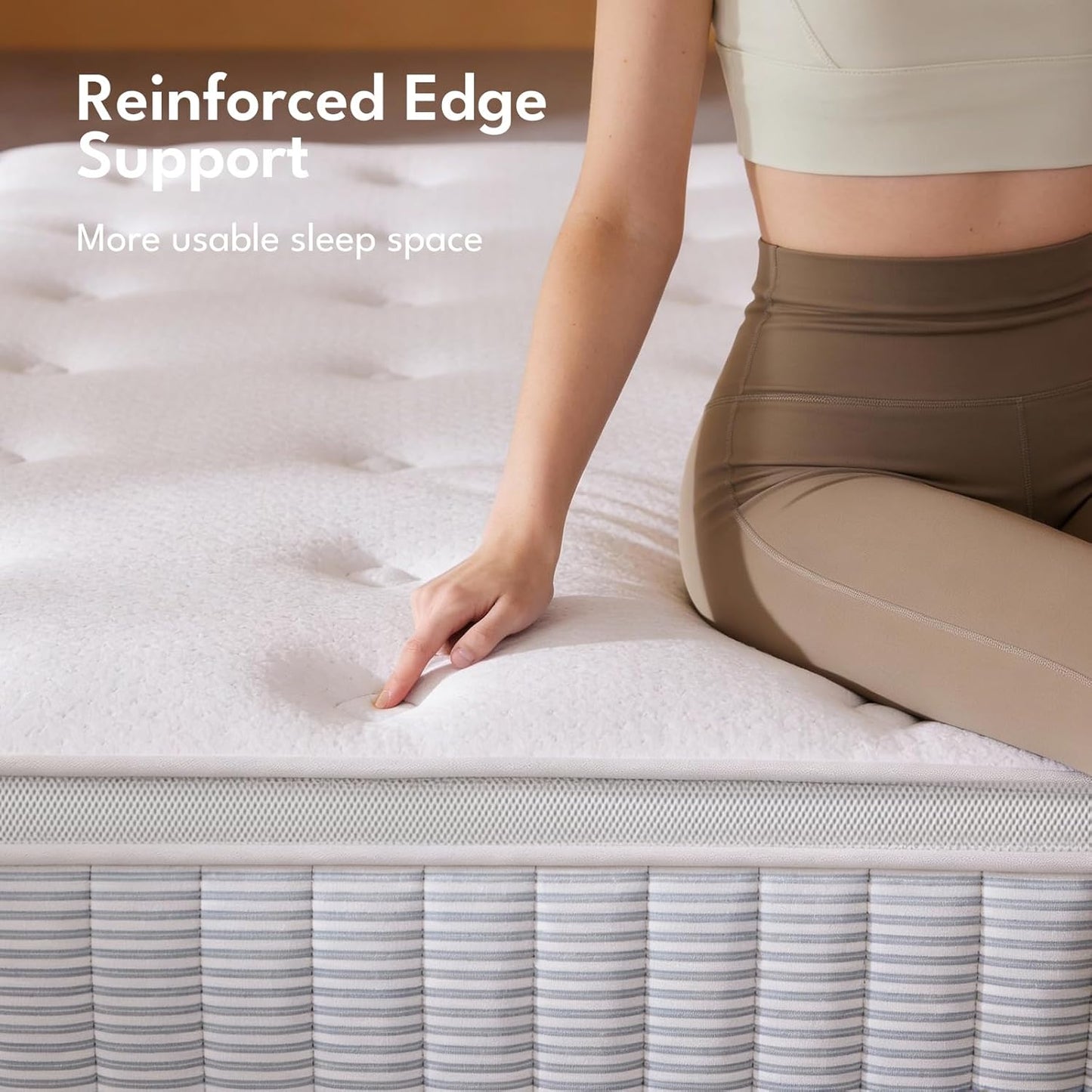 Skiennix Queen Mattress - 14 Inch Hybrid Memory Foam with Reinforced Edge Support & Zoned Coils