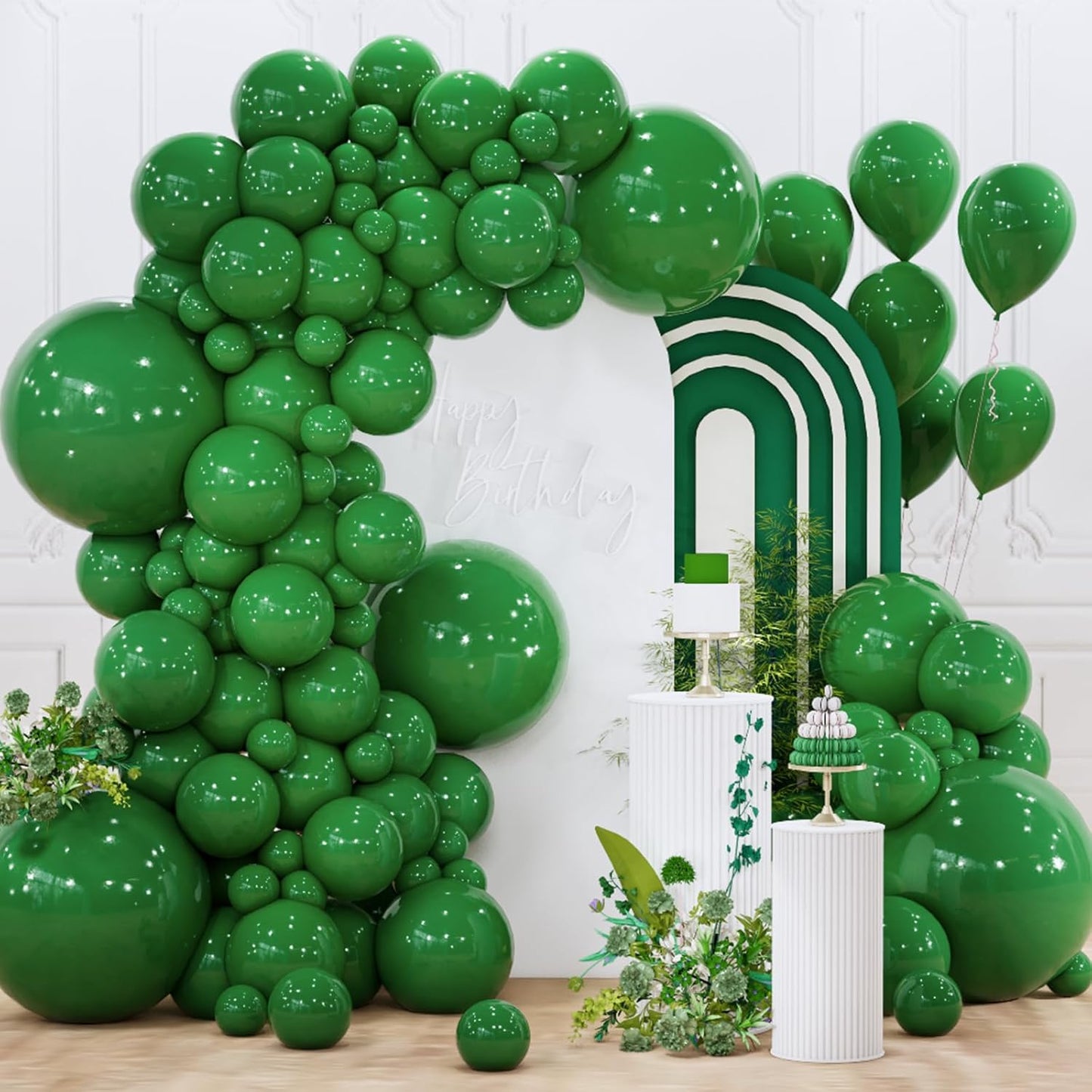 PartyWoo Dark Green Balloons - 120-Piece Emerald Balloon Arch Kit for Birthday & Jungle Themes
