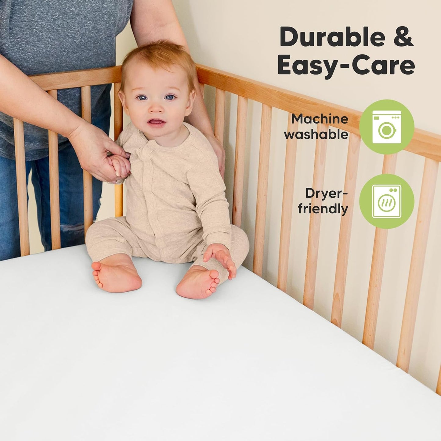 KeaBabies Organic Crib Sheets - 2-Pack Fitted Jersey Cotton for Boys & Girls | Soft, Breathable, 52x28 (Cloud)