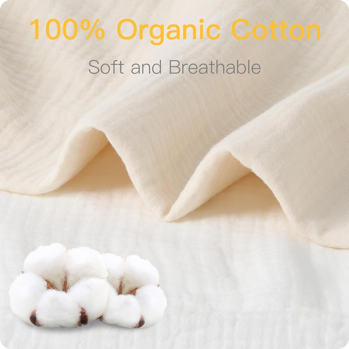 Skiennix 100% Organic Cotton Muslin Crib Sheets - Soft Boho Neutral Design | 2 Pack, 52x28 Inches