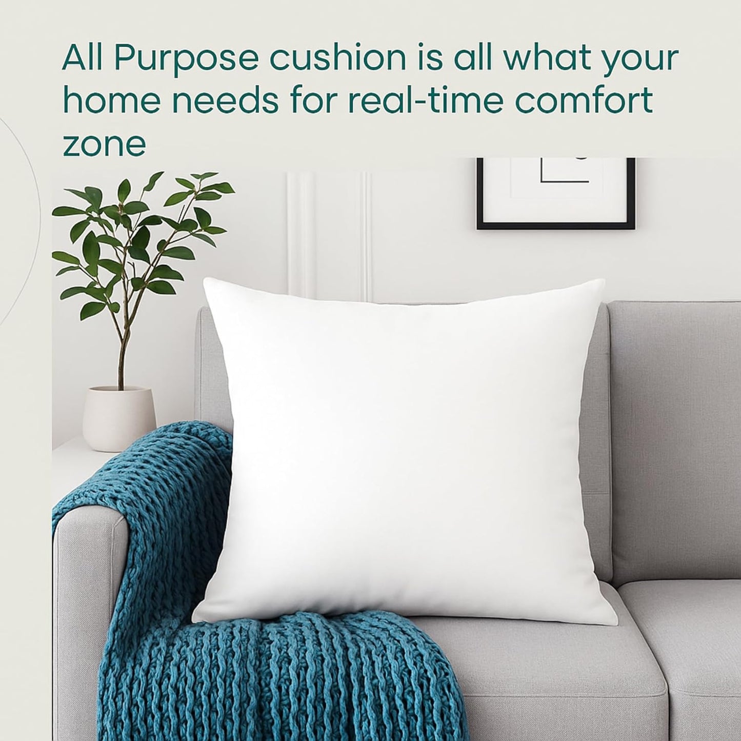 LANE LINEN Throw Pillow Inserts - Pack of 2, 16x16 Decorative Pillow Fillers for Couch - White
