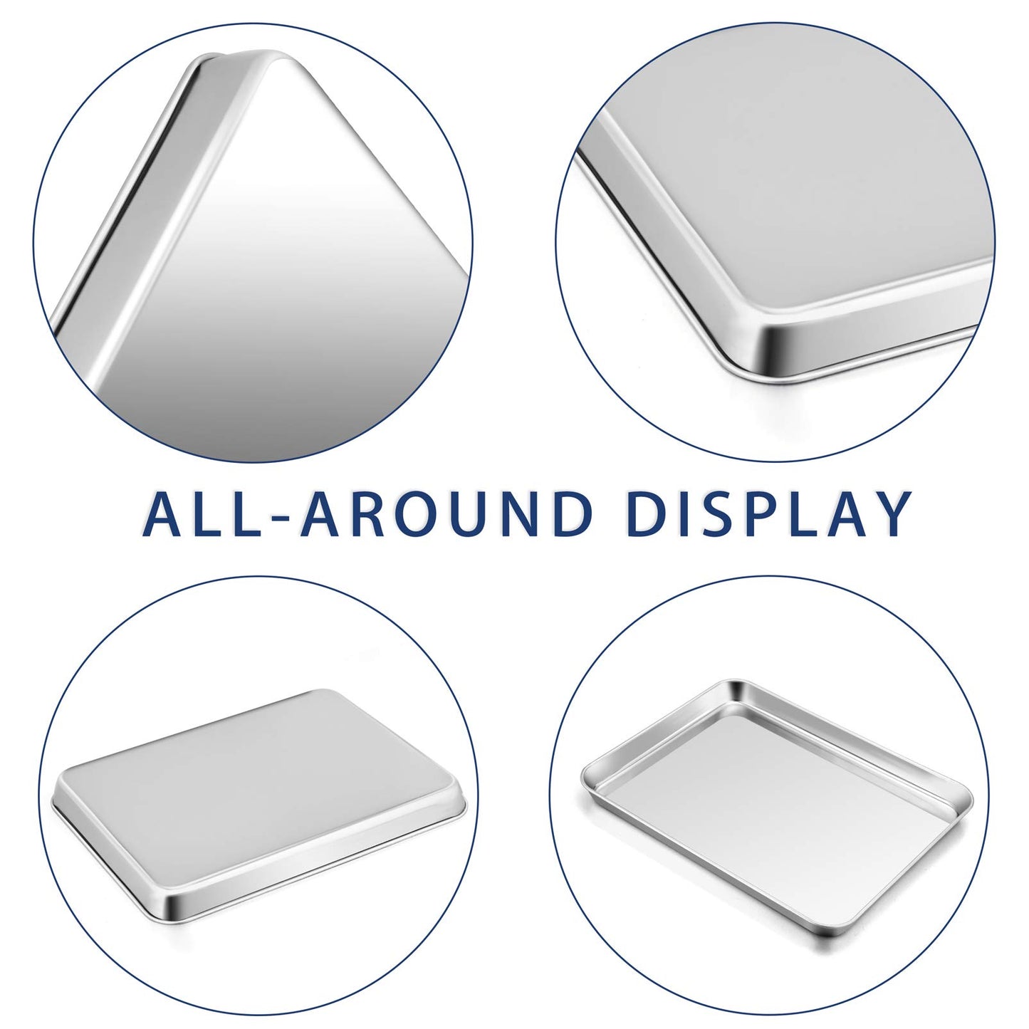 P&P CHEF 16 Inch Baking Cookie Sheet, Oven Pan Tray Stainless Steel Sheet Pan for Kitchen, Oven Bakeware for Multi Uses, Shiny Look & Dishwasher Safe, Healthy & Heavy Duty, 3Pcs