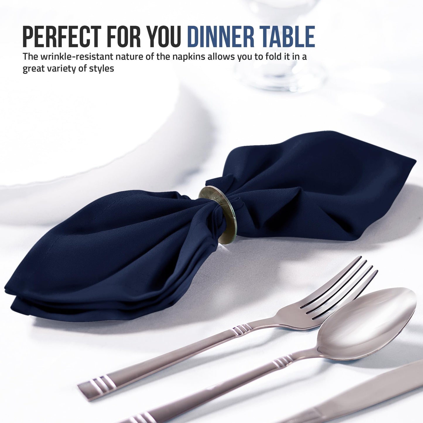 Utopia Home Navy Blue Cloth Napkins (12 Pack, 17x17 Inches), Ideal Dinner Napkins for Party, Wedding and Lunch/Dinner