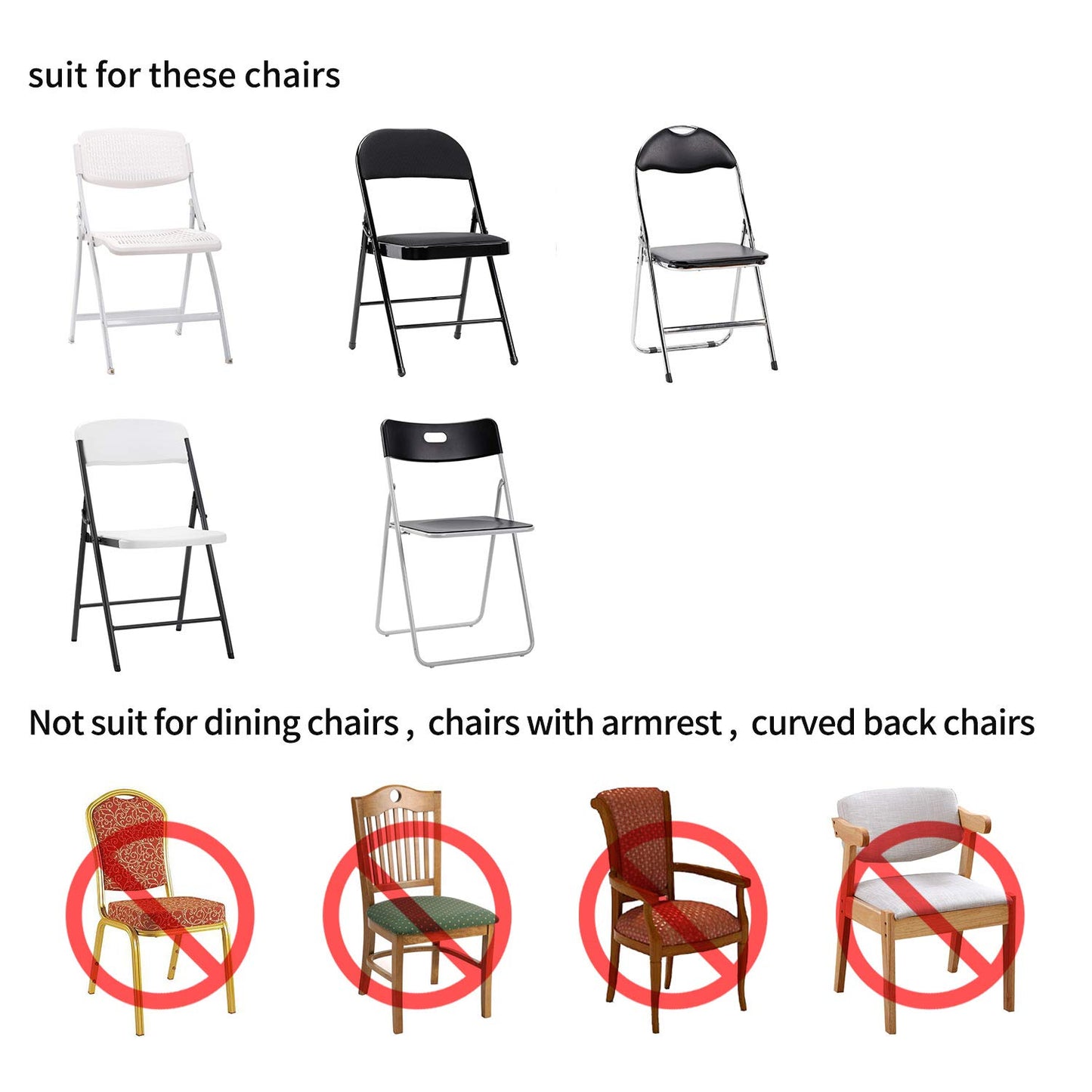 Peomeise Stretch Spandex Folding Chair Cover for Wedding Party Dining Banquet Event (Black,12pcs)