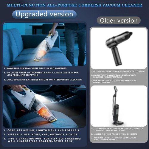 Dustbuster Cordless Handheld Vacuum - Portable Rechargeable Car Vacuum with Strong Suction & LED Light