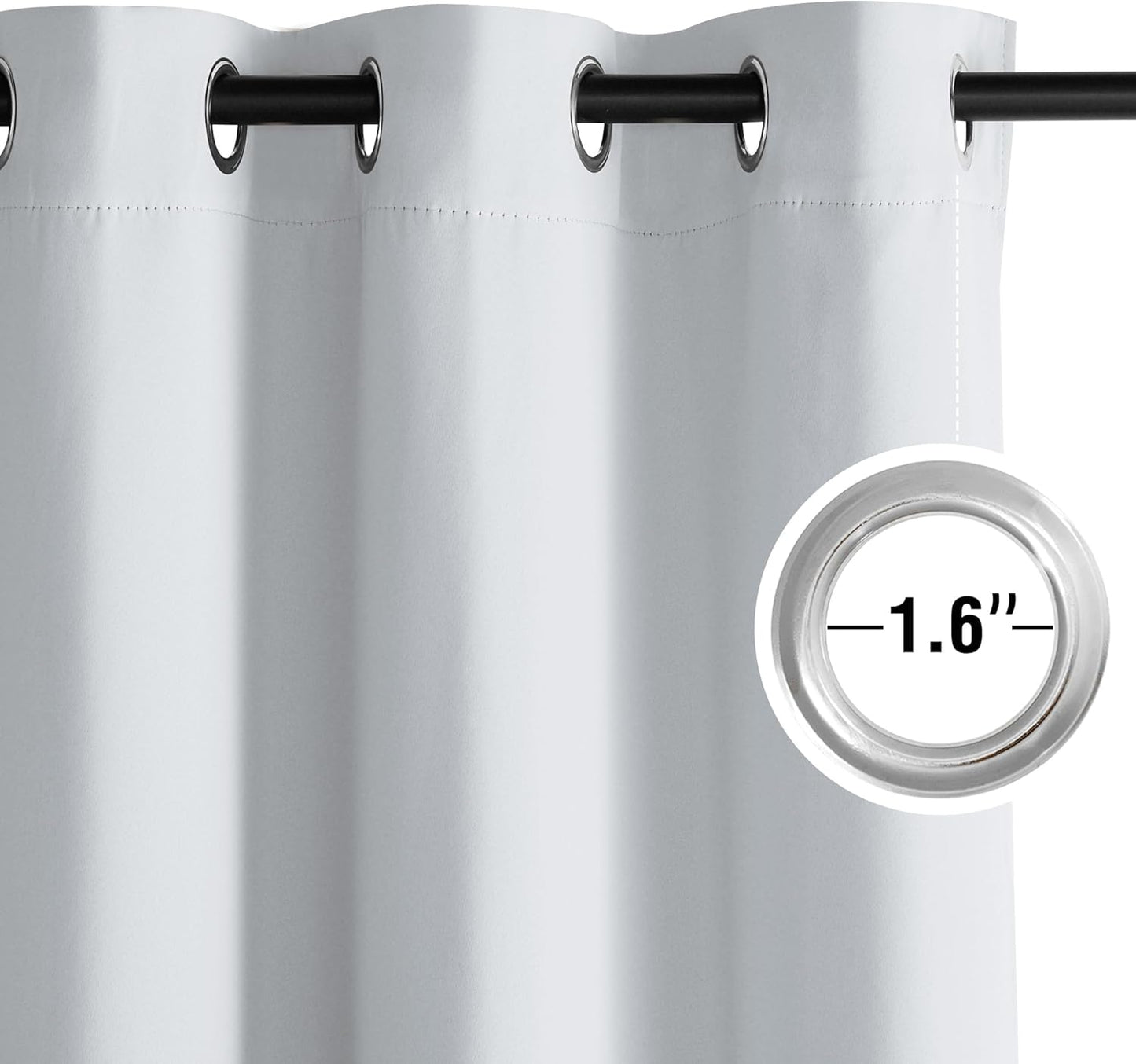 NICETOWN Room Darkening Curtains - Greyish White Drapery Panels, 52"W x 84"L for Ultimate Privacy