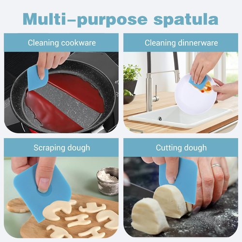 10 Pcs Pan Scraper Tool Nylon Plastic Pot Scraper Sturdy Scraper Kitchen Dish Scraper Tool for Cast Iron Skillets and Cookware (Dishwasher Safe)