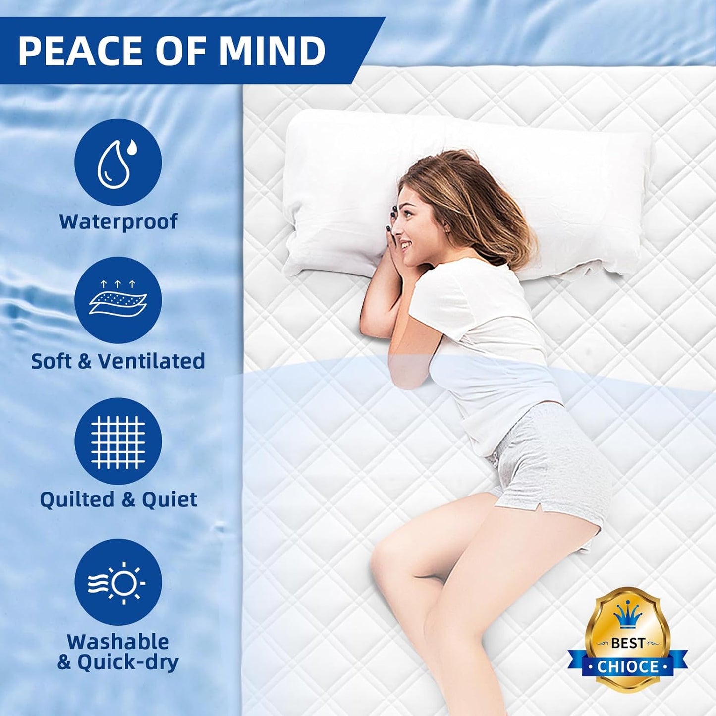 MEELUS Padded Twin Mattress Protector - Breathable Waterproof Cover | Soft, Noiseless & Washable, White