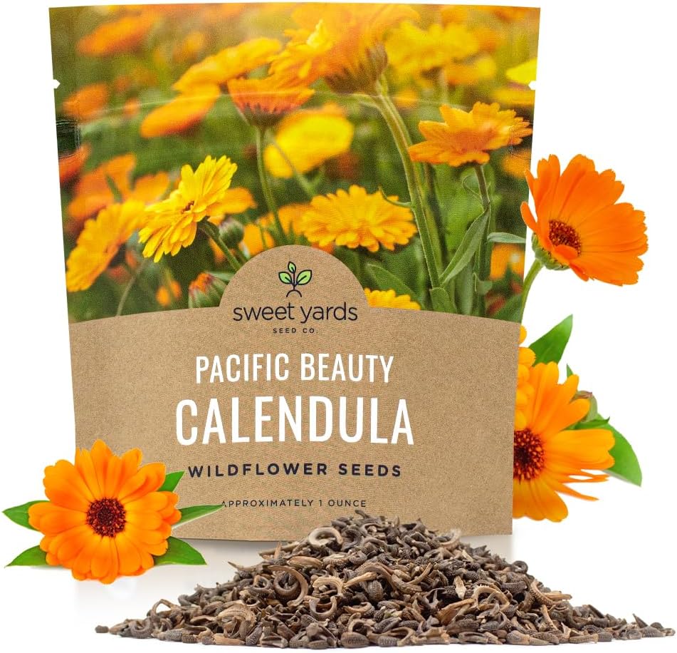 Pacific Beauty Mix Calendula Seeds - Extra Large Packet of 3,000+ Non-GMO Wildflower Seeds