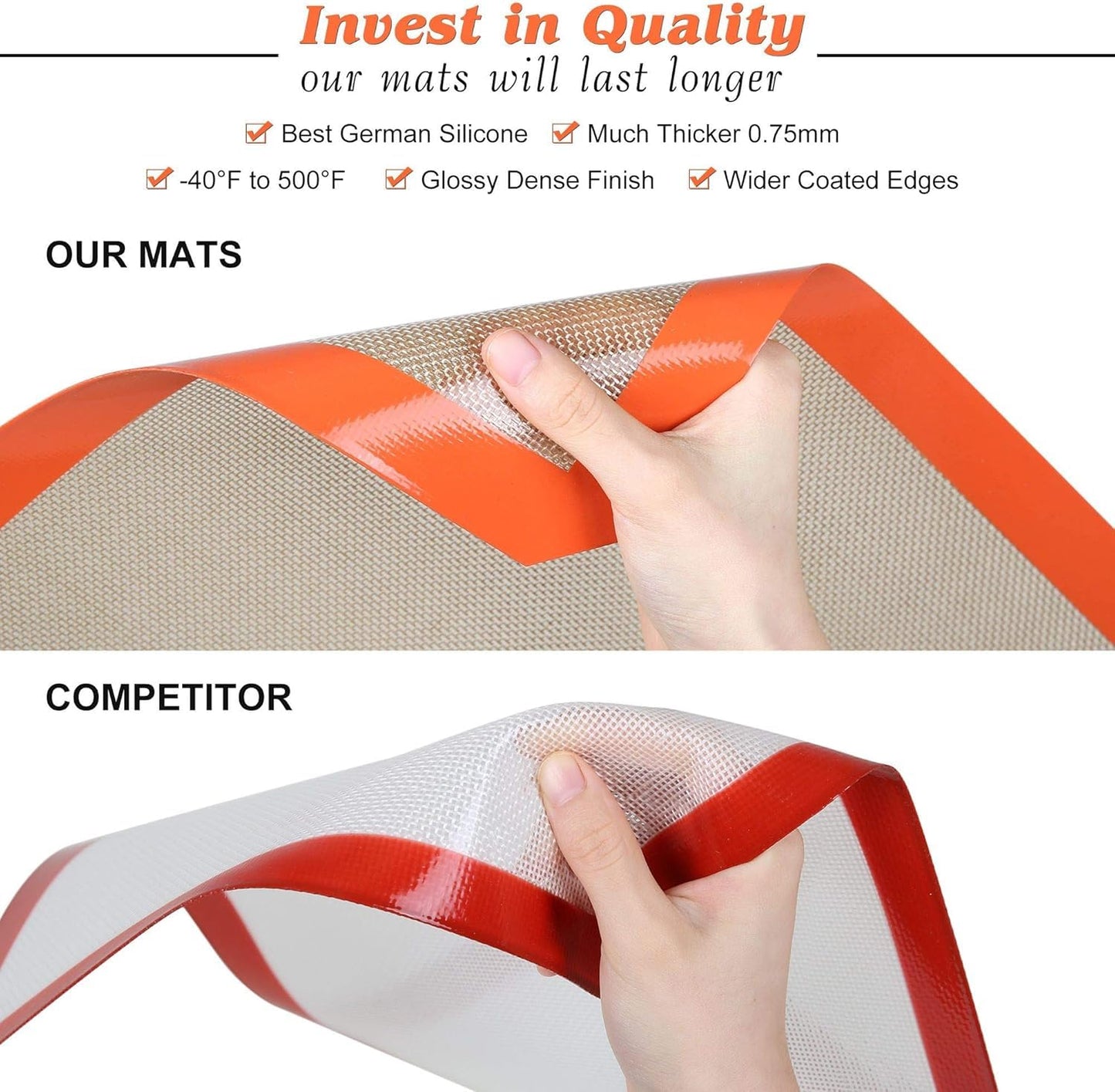 Reusable Silicone Baking Mat 42 x 29.5 cm – Non-Stick Oven Liner, Heat Resistant Silicone Baking Sheet for Cookies, Pastry & Roasting-2pcs Set