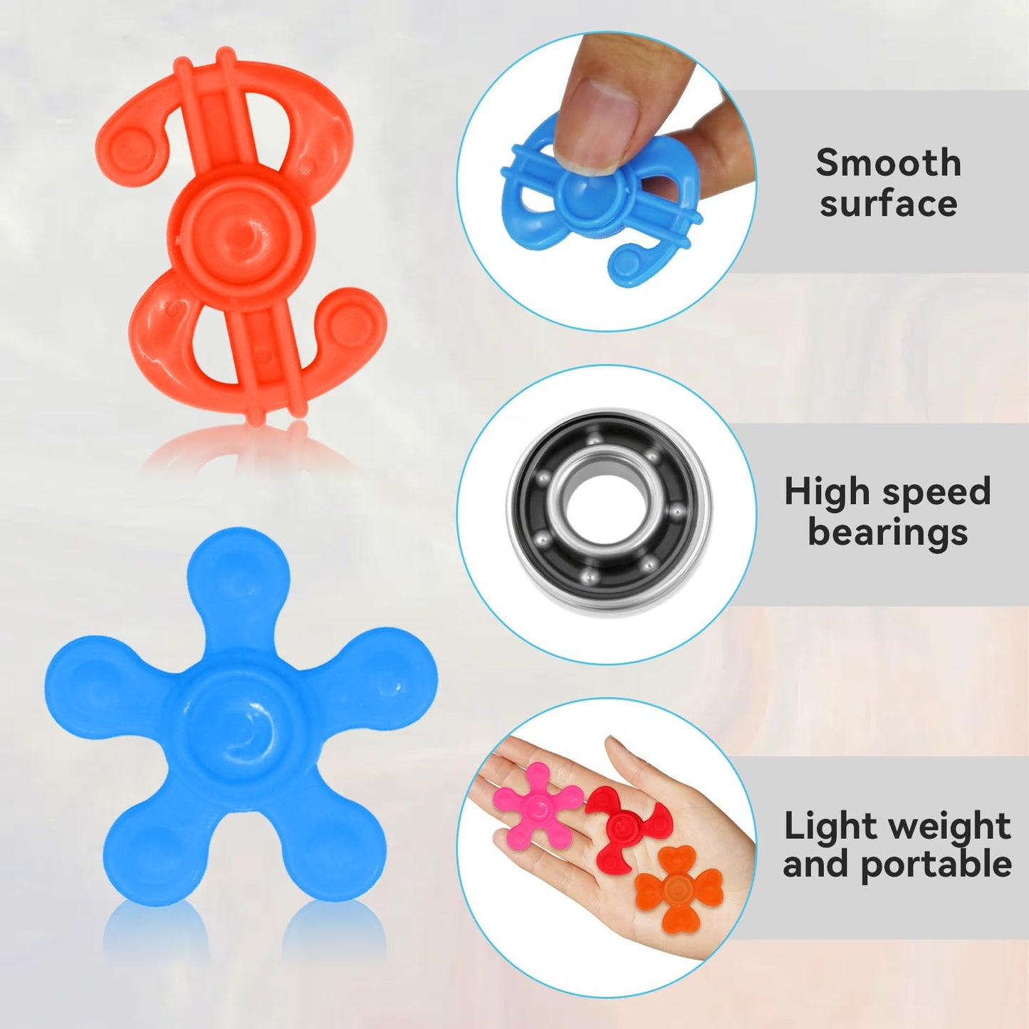 60 Pcs Mini Fidget Spinner Toys , Fidget Toys Bulk for Kids, Sensory Hand Fidget Pack Bulk | Anxiety Toys Stress Relief Reducer, Assorted Styles, Classroom Prizes for Kids