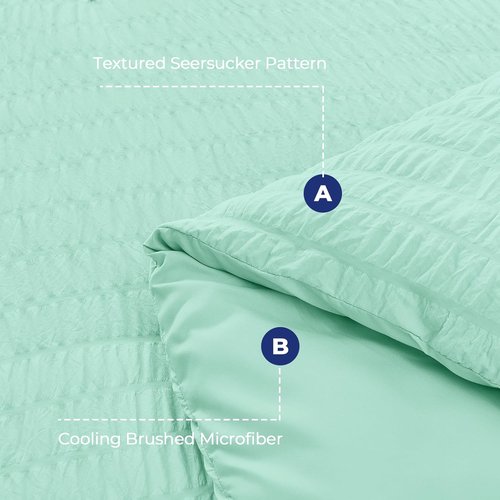 HYMOKEGE Twin XL Comforter Set - Mint Green Seersucker 5-Piece Luxury Bedding Set | All-Season Comfort