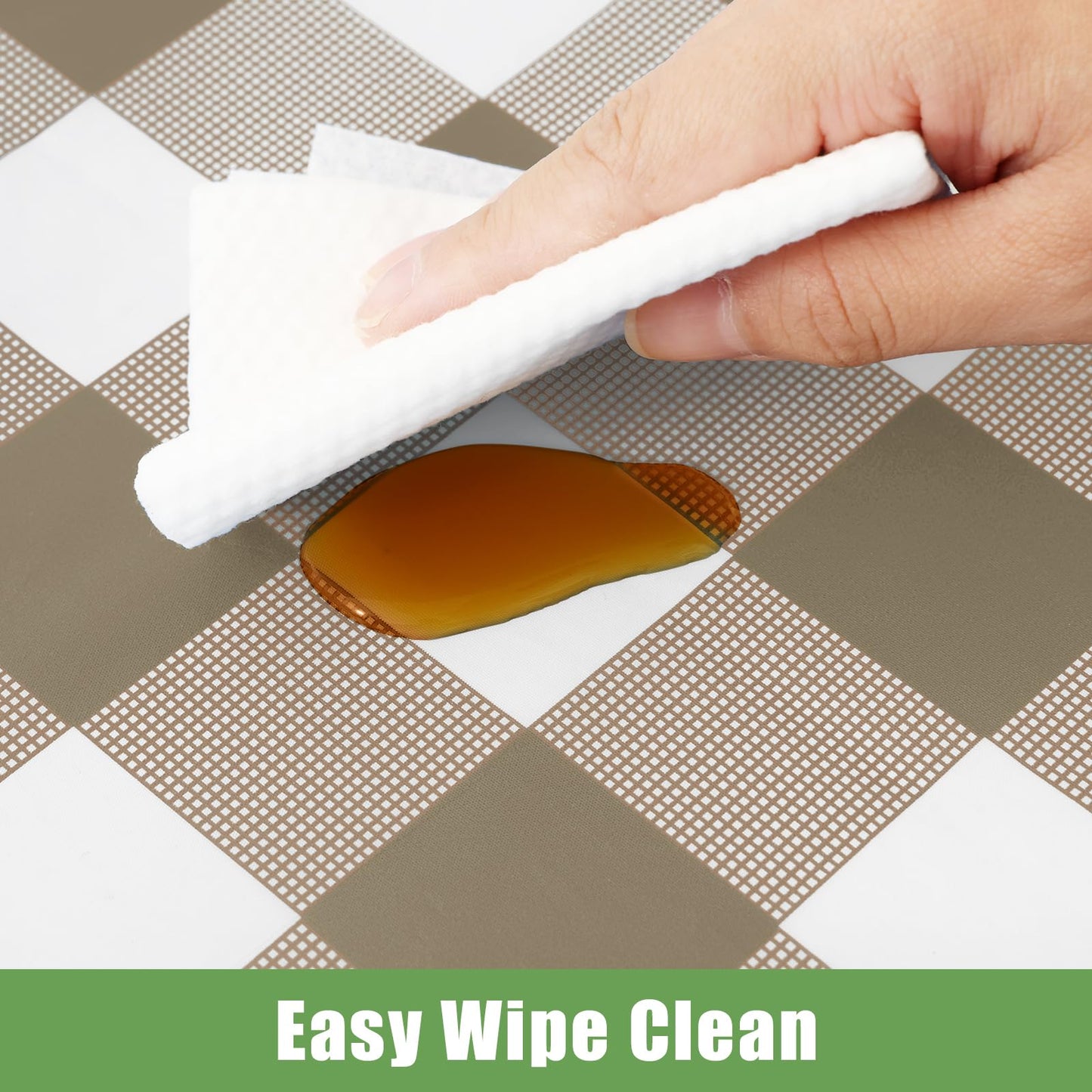 Smiry 3 Pack Khaki Gingham Disposable Tablecloths - 54" x 108" Heavy Duty Plastic Table Cloth, Waterproof Buffalo Plaid Table Covers for Picnic, Banquets, Outdoor Parties