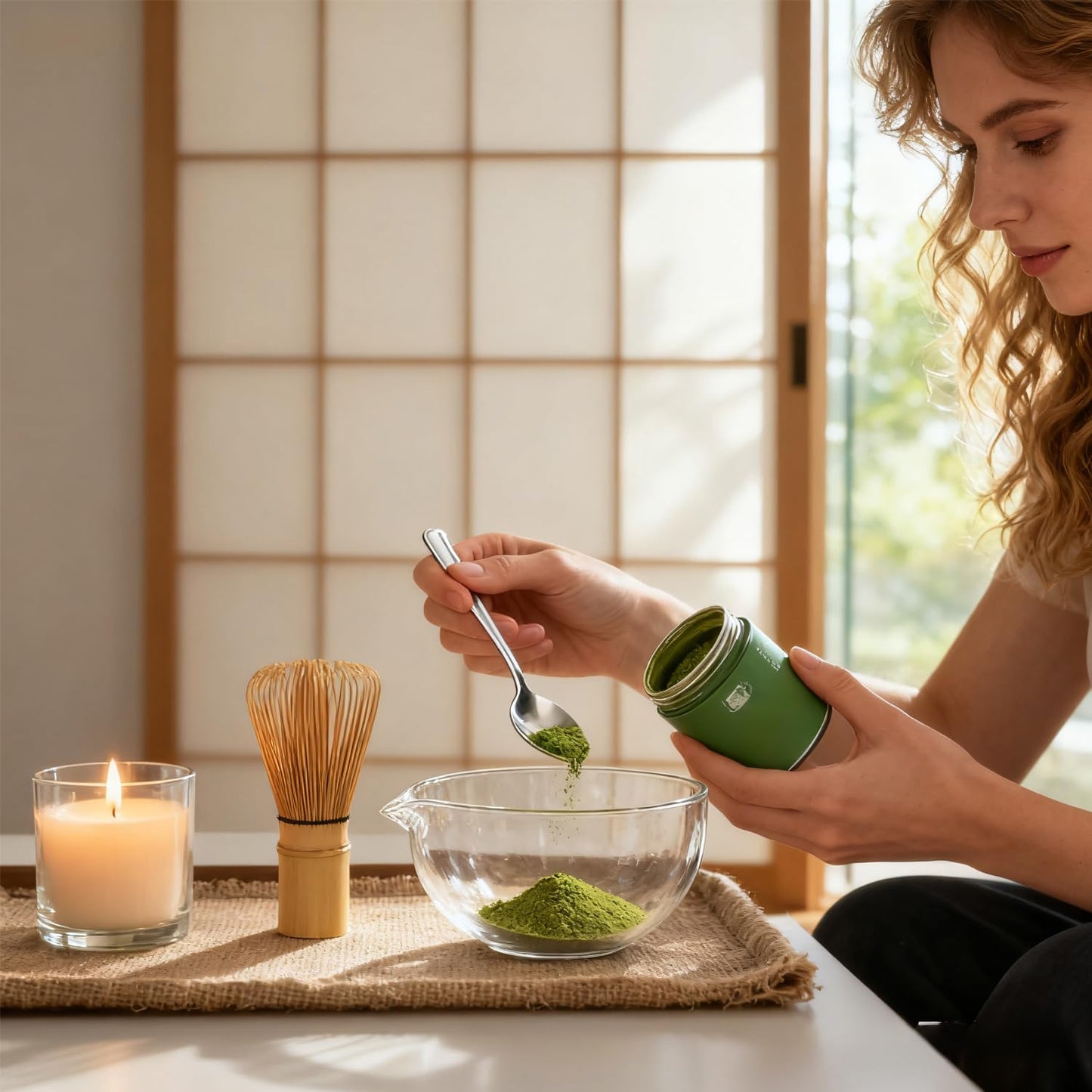 Skiennix Glass Matcha Bowl - Textured Chawan for Whisking Matcha & Mixing Salads | Clear Japanese Style