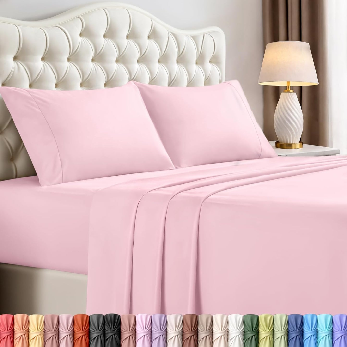 Utopia Bedding King Size Sheet Set - Soft, Breathable Microfiber, 4-Piece in Crystal Pink | Oeko Tex Certified