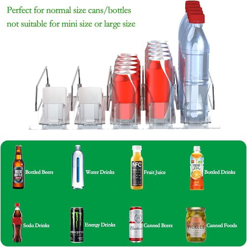 Drink Organizer for Fridge - Skiennix Automatic Pusher Glide Soda Dispenser | Holds Up to 25 Cans, 12oz-20oz