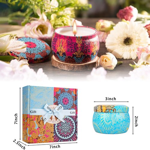 Candles Gift Set for Women, 4 Pack Scented Candles with 8% Essential Oils, 120H Long Lasting Aromatherapy Candles for Home Relaxation