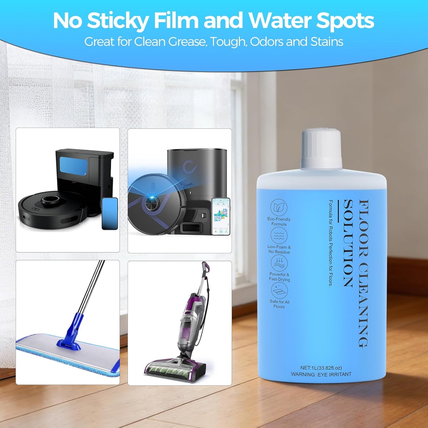 Skiennix Floor Cleaning Solution - Powerful Cleaner for Hardwood & Tile | 1L (33.8 Fl. Oz)
