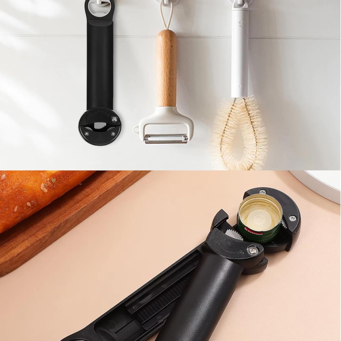 Skiennix 7-in-1 Jar Opener - Multifunctional Magnetic Bottle & Can Opener for Seniors | Black