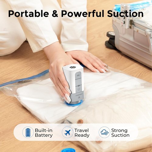 ETENWOLF Vacuum Storage Bags - 20 Pack with Rechargeable Wireless Pump | Space Saver for Clothes & Travel