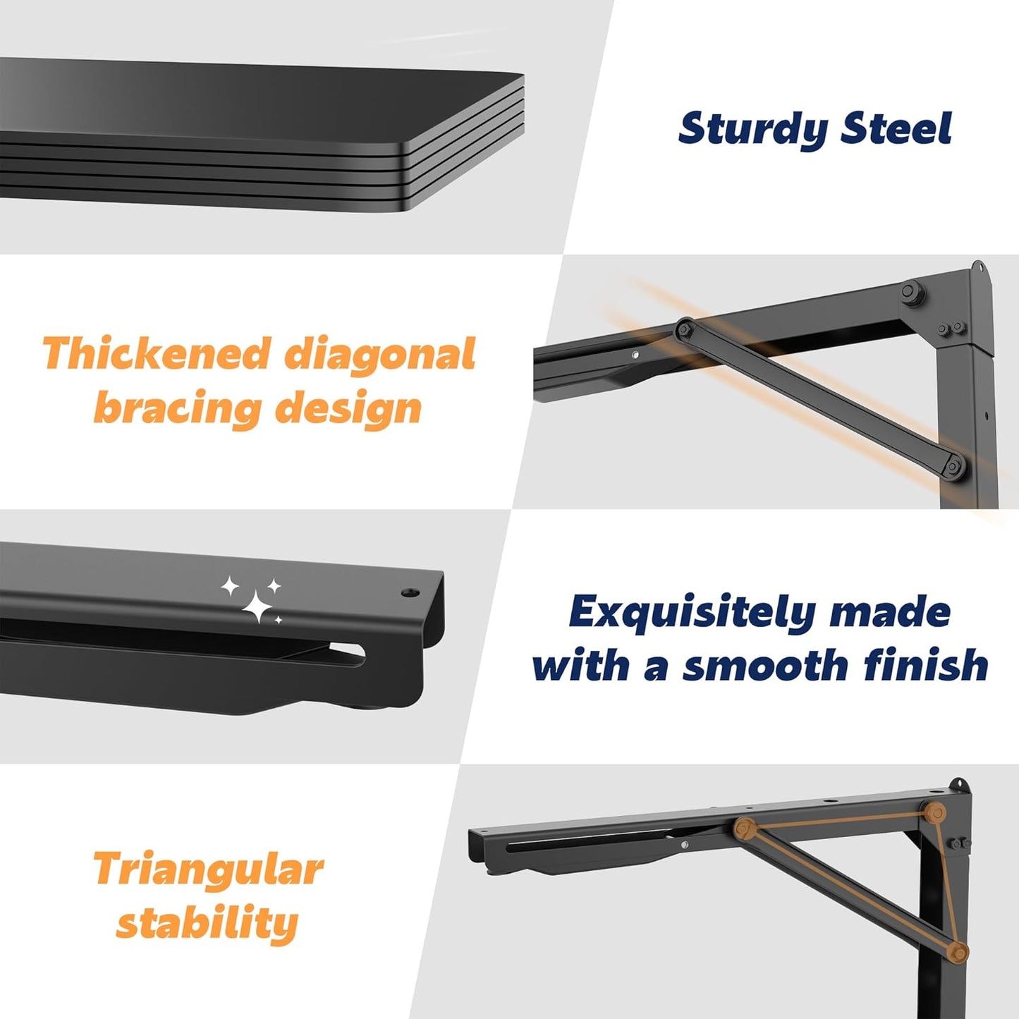 Ultrawall Heavy-Duty Folding Shelf Brackets - 18 Inch Sturdy Design | Max Load 550lbs, 2 Pack