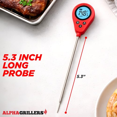 Alpha Grillers Instant Read Meat Thermometer, Digital Food Thermometer for Cooking, Bread Thermometer for Sourdough Baking, Fast Probe Kitchen Thermometer