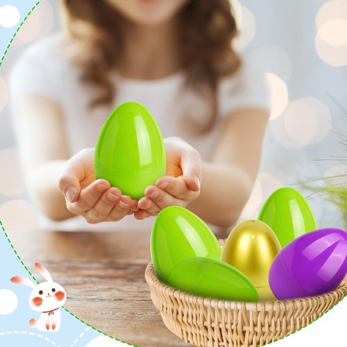 HSLCGF 24 Pack Plastic Easter Eggs Large 3.5 Inch Empty Eggs Bulk Fillable for Easter Theme Party Favor Basket Stuffers Holiday Decoration (Green)