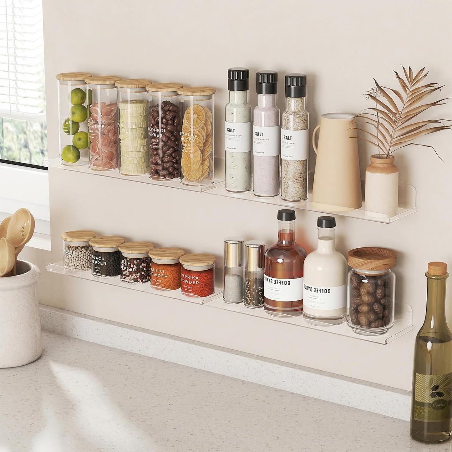Lifewit Floating Shelves - 15" Acrylic Wall Organizer for Perfume, Makeup & Decor | Clear 6-Pack